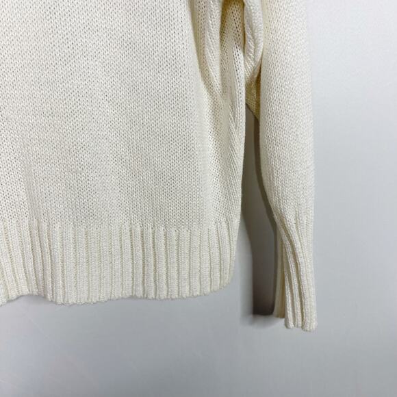 Something Navy Medium M Subtle Sheen Crew Neck Sweater Ivory Cream Long Sleeve - Picture 5 of 9